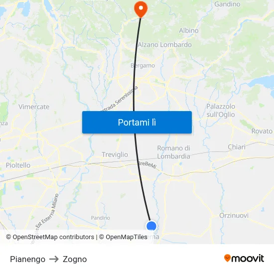 Pianengo to Zogno map