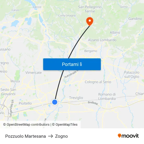 Pozzuolo Martesana to Zogno map