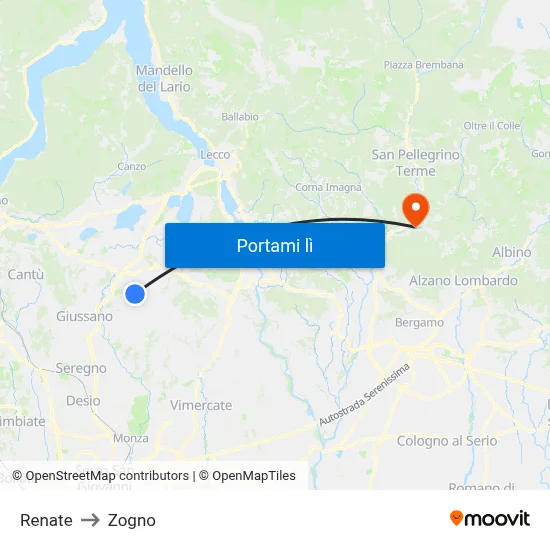 Renate to Zogno map