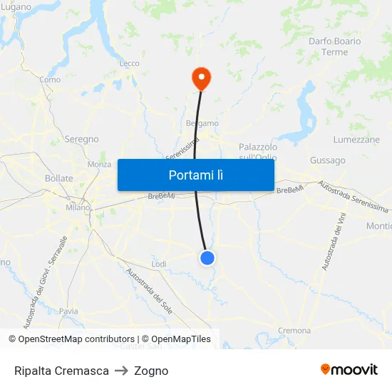 Ripalta Cremasca to Zogno map