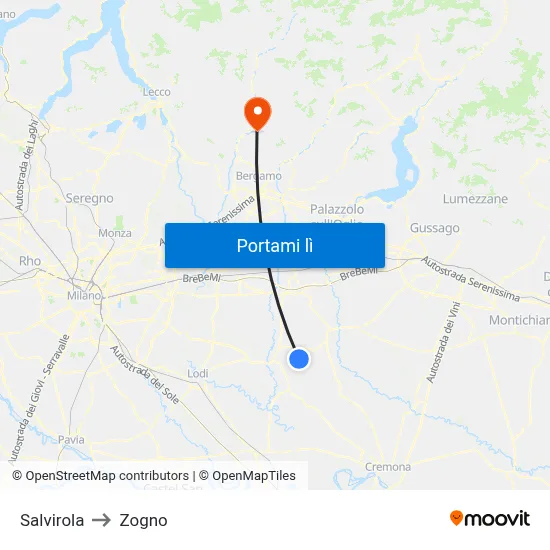Salvirola to Zogno map