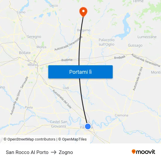 San Rocco Al Porto to Zogno map