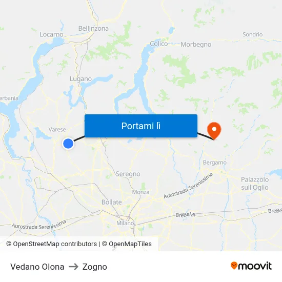 Vedano Olona to Zogno map