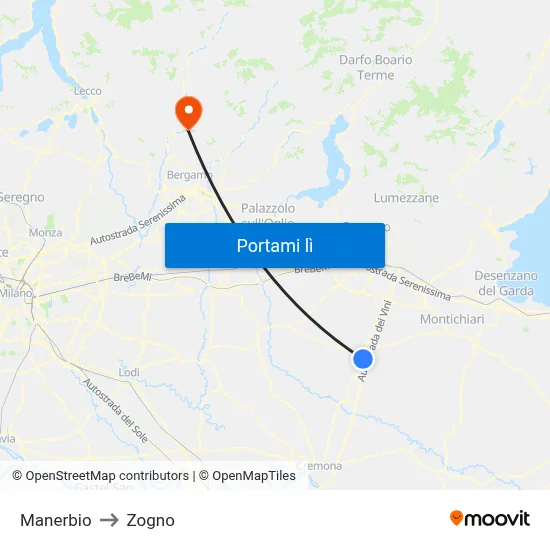 Manerbio to Zogno map
