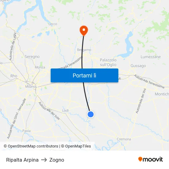 Ripalta Arpina to Zogno map