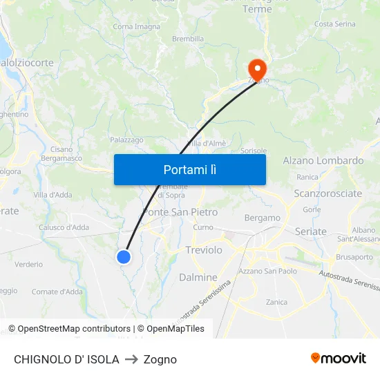 CHIGNOLO D' ISOLA to Zogno map
