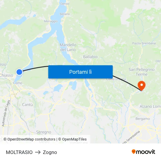 MOLTRASIO to Zogno map