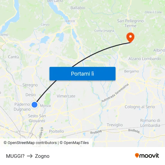 MUGGI? to Zogno map
