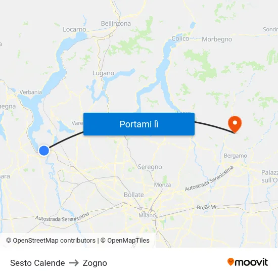 Sesto Calende to Zogno map