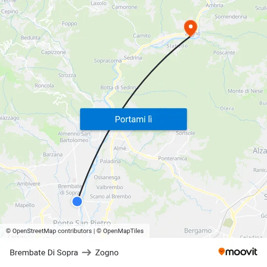 Brembate Di Sopra to Zogno map
