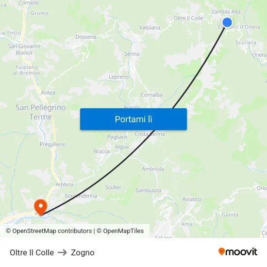 Oltre Il Colle to Zogno map