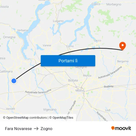 Fara Novarese to Zogno map