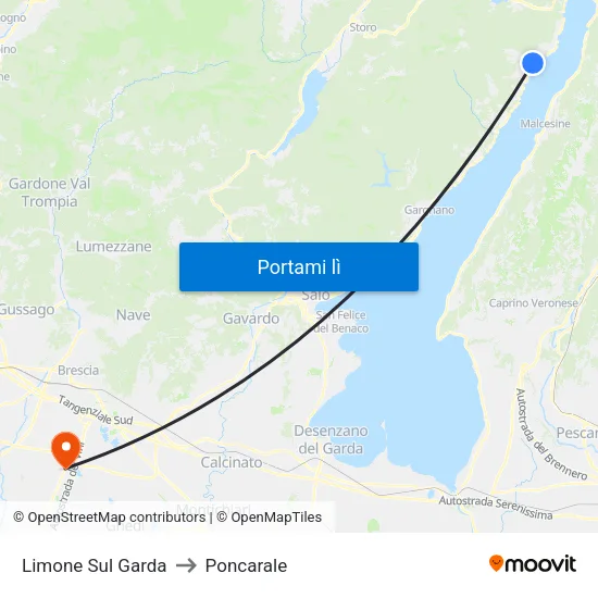 Limone Sul Garda to Poncarale map