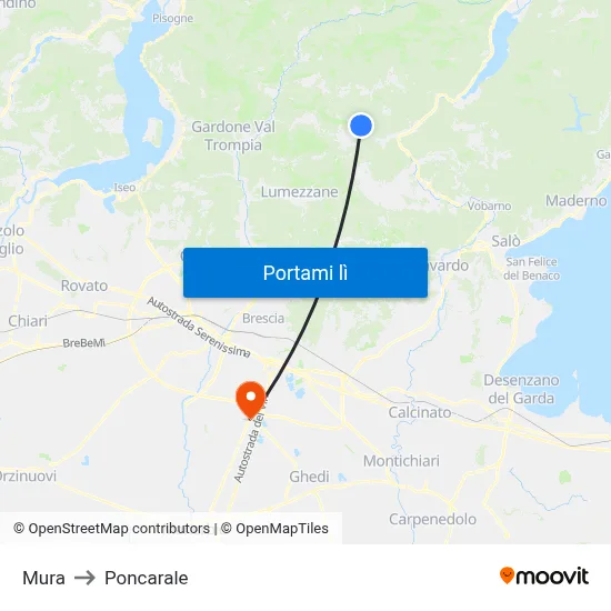 Mura to Poncarale map