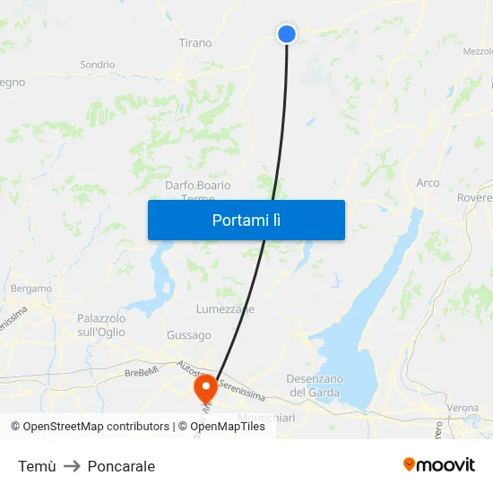 Temù to Poncarale map