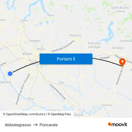 Abbiategrasso to Poncarale map