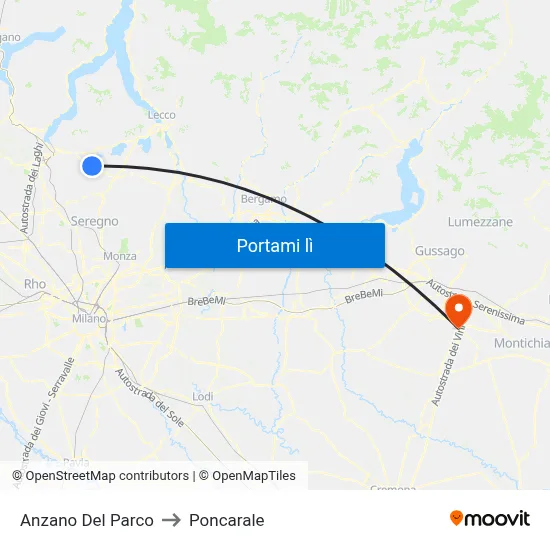Anzano Del Parco to Poncarale map