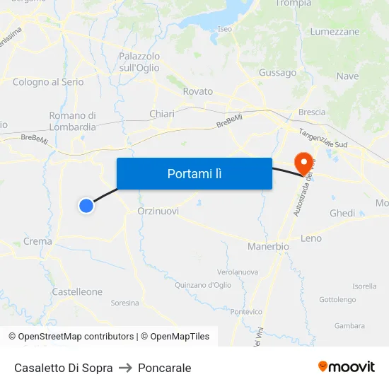 Casaletto Di Sopra to Poncarale map