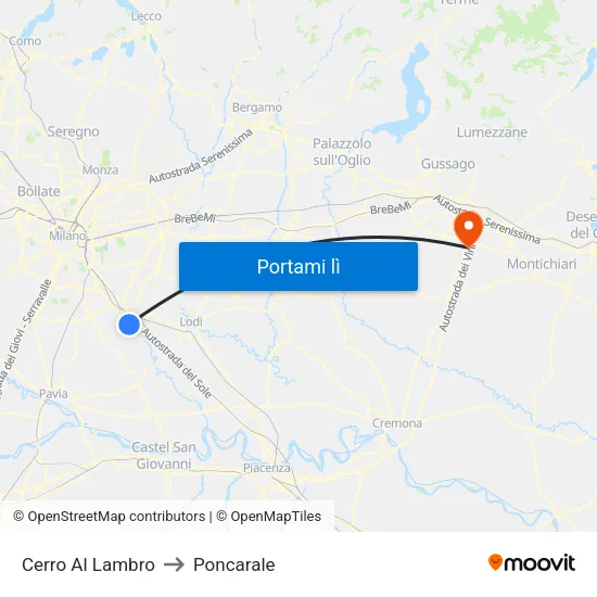 Cerro Al Lambro to Poncarale map