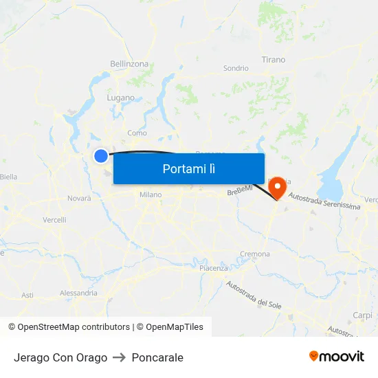 Jerago Con Orago to Poncarale map