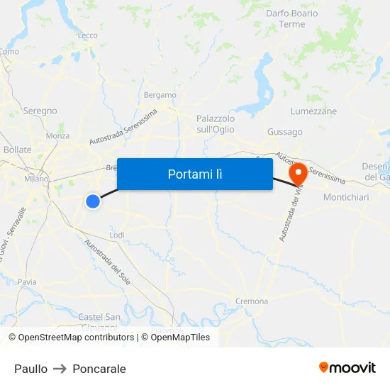 Paullo to Poncarale map