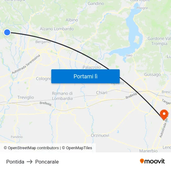 Pontida to Poncarale map