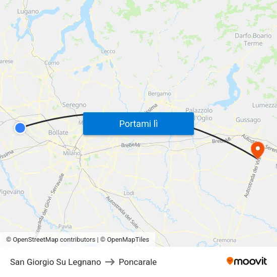 San Giorgio Su Legnano to Poncarale map