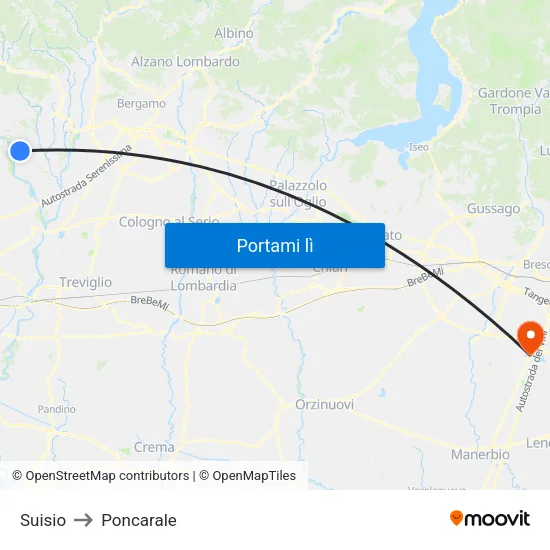 Suisio to Poncarale map