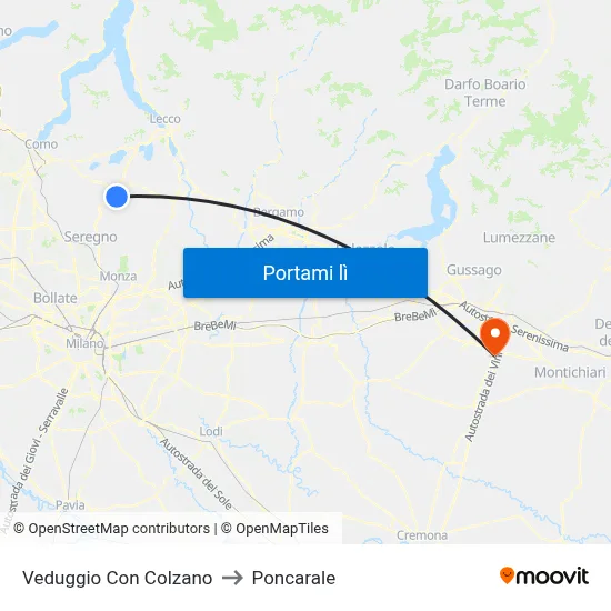 Veduggio Con Colzano to Poncarale map