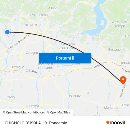 CHIGNOLO D' ISOLA to Poncarale map