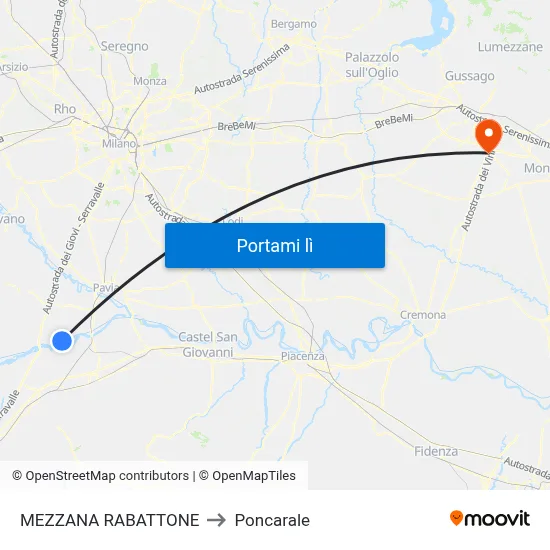 MEZZANA RABATTONE to Poncarale map
