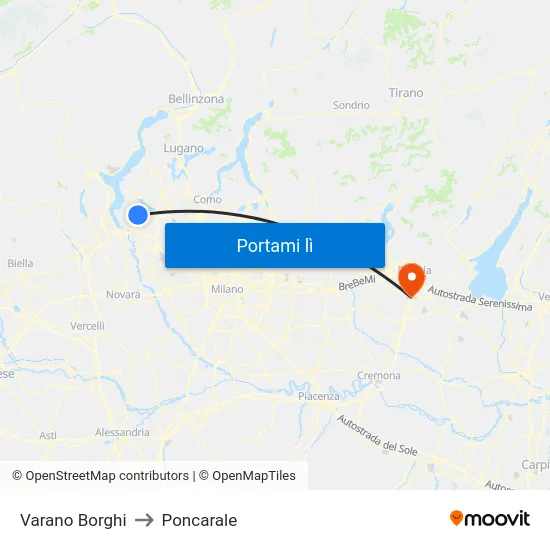 Varano Borghi to Poncarale map