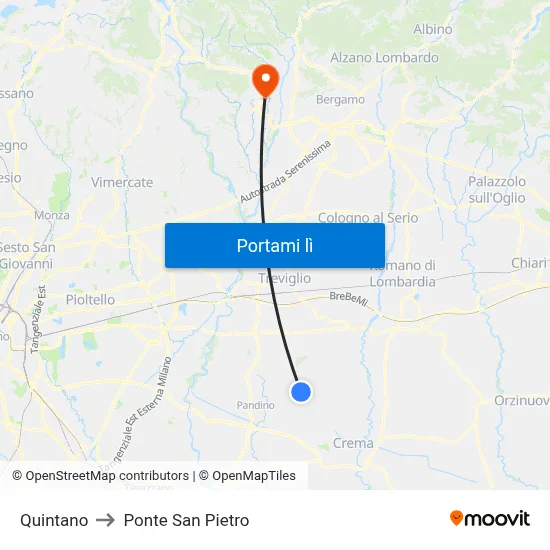 Quintano to Ponte San Pietro map