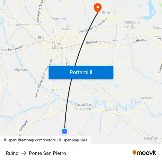 Ruino to Ponte San Pietro map