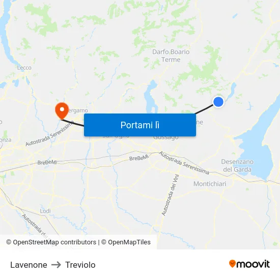 Lavenone to Treviolo map
