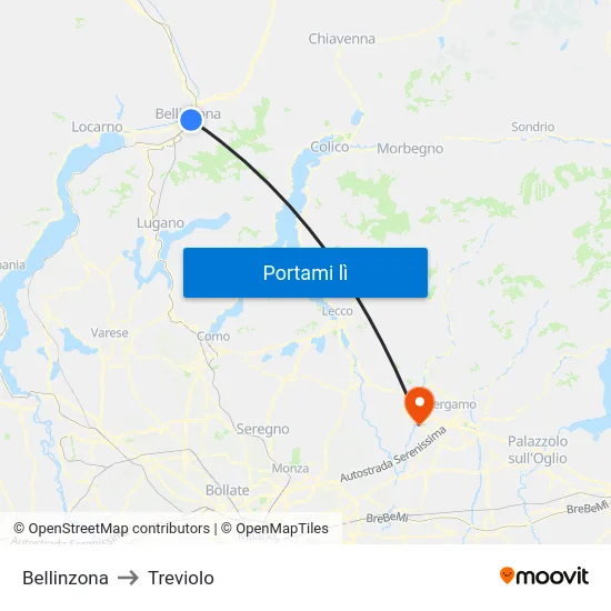 Bellinzona to Treviolo map