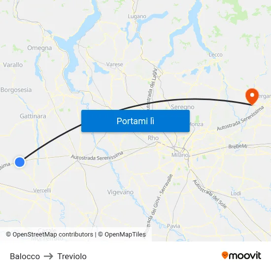 Balocco to Treviolo map