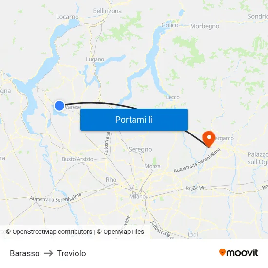 Barasso to Treviolo map