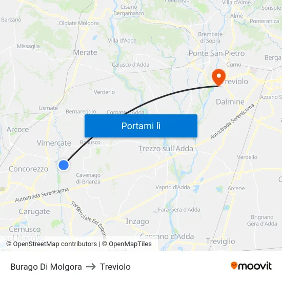 Burago Di Molgora to Treviolo map