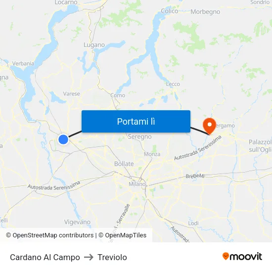 Cardano Al Campo to Treviolo map