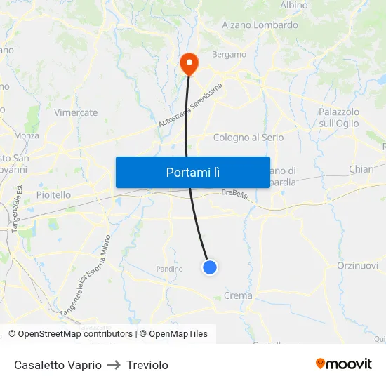 Casaletto Vaprio to Treviolo map