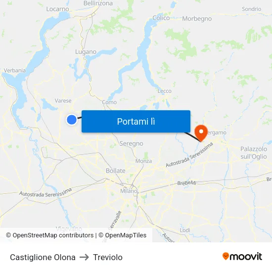 Castiglione Olona to Treviolo map