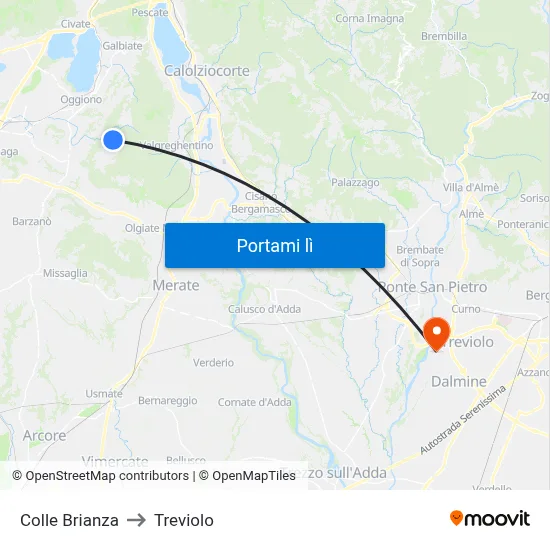Colle Brianza to Treviolo map