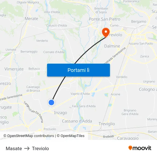 Masate to Treviolo map