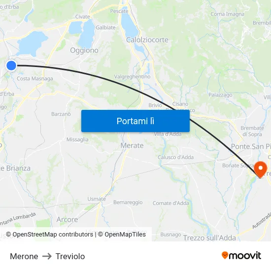 Merone to Treviolo map