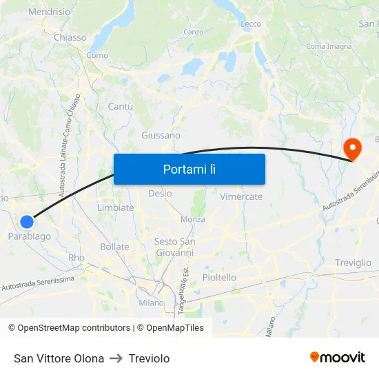 San Vittore Olona to Treviolo map