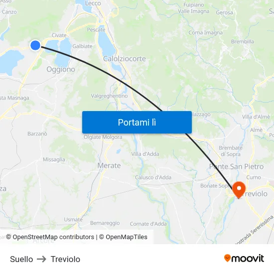 Suello to Treviolo map