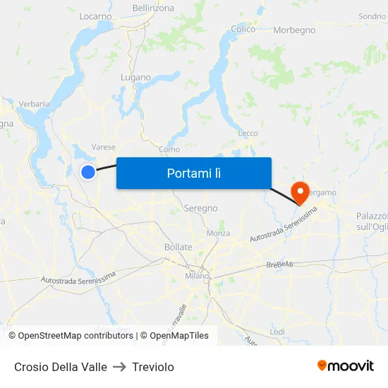 Crosio Della Valle to Treviolo map