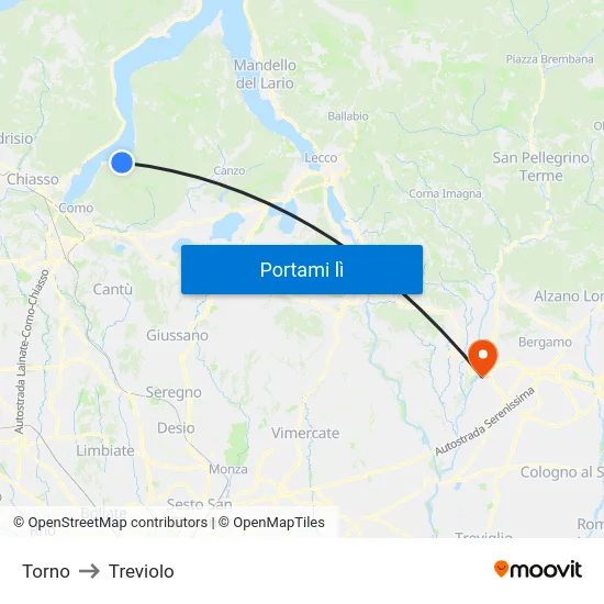 Torno to Treviolo map