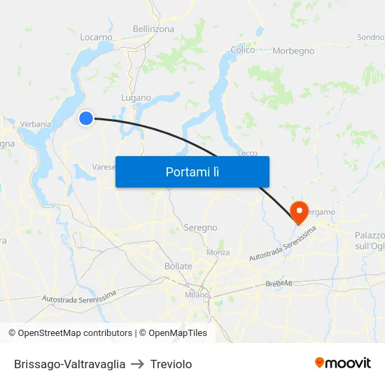Brissago-Valtravaglia to Treviolo map
